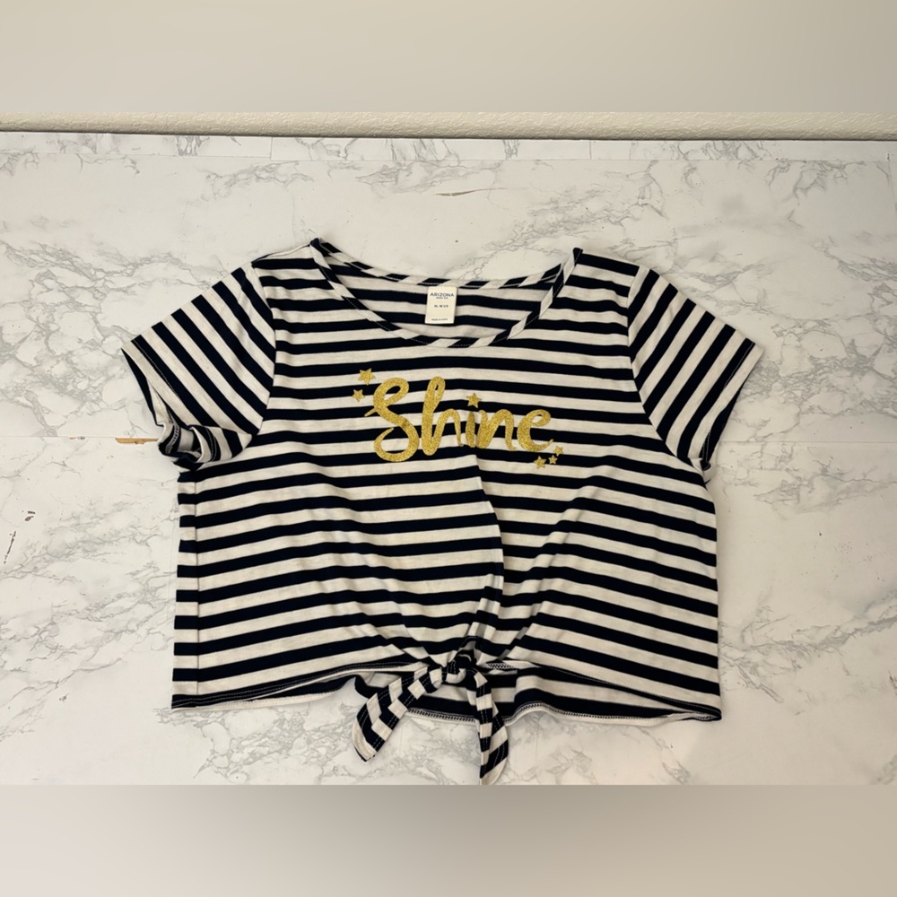 Girls Plus Arizona Jean Co. Short Sleeve Shirt Sz XL 18.5 Black White Striped​
